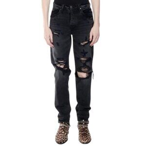 AMIRI Mens 32 Destroyed Slouch Jeans Vintage Black Jeans